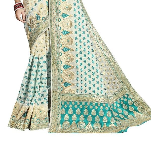 AARRAH Off White Banarasi Silk Woven Design Saree