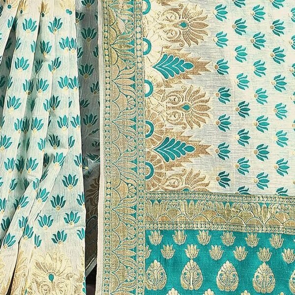 AARRAH Off White Banarasi Silk Woven Design Saree