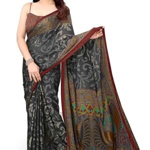 Women's Stylish Chiffon Kalamkari Printed Saree with Blouse Piece