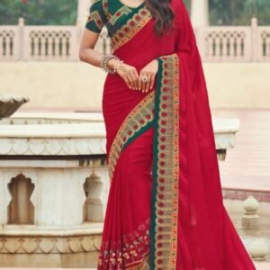 Red silk festival wear saree