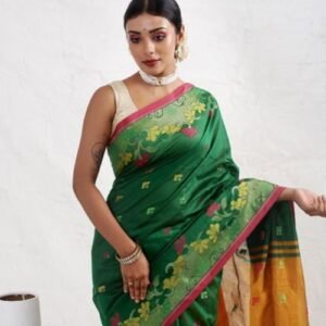 Yellow Green Dyed Bandhani Silk Saree