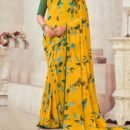 Floral Mustard Saree