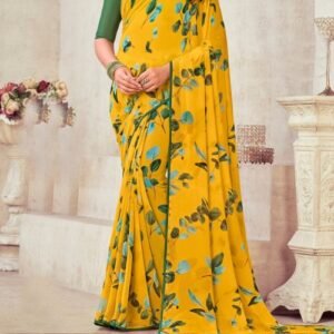 Floral Mustard Saree