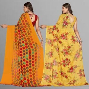 Mustard Color Georgette Floral Design