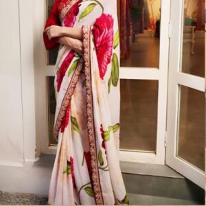 Designer Floral Print Georgette Saree